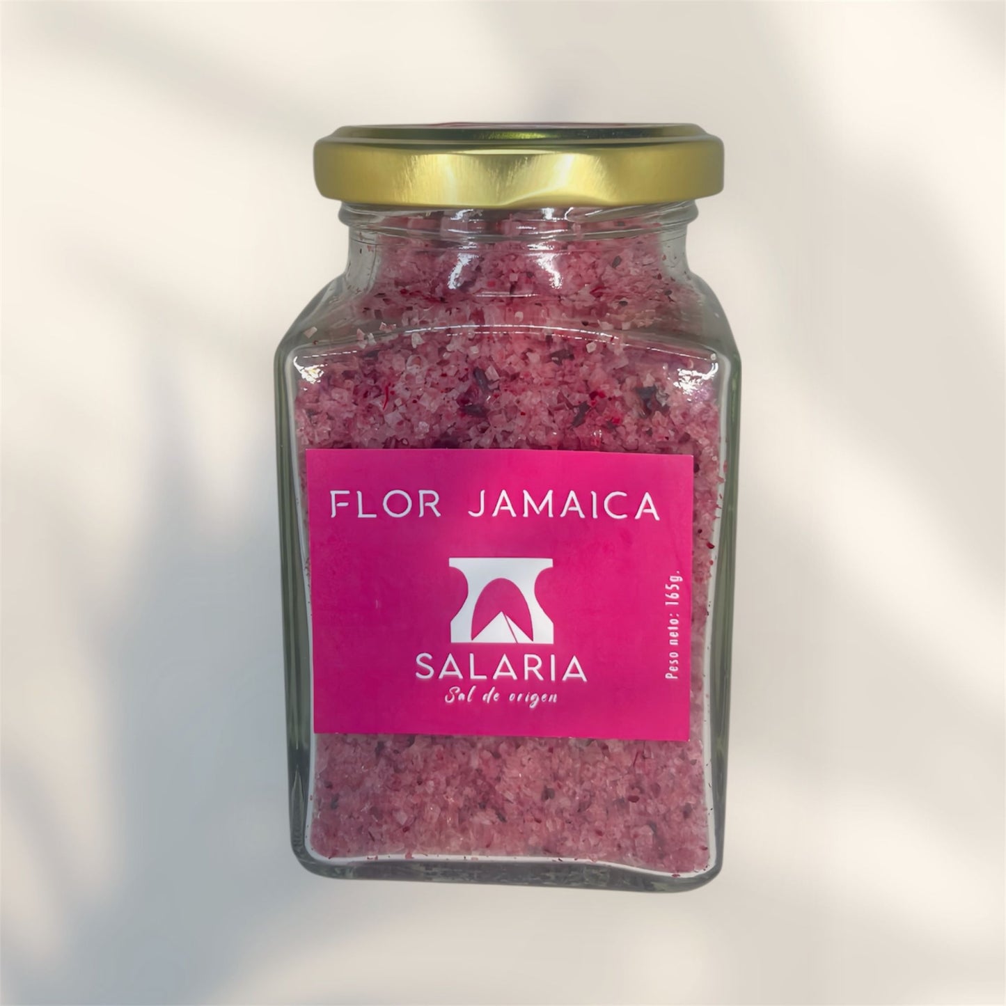Flor de Jamaica. Flor de sal con flor de hibisco, artesanal y natural sin refinar.